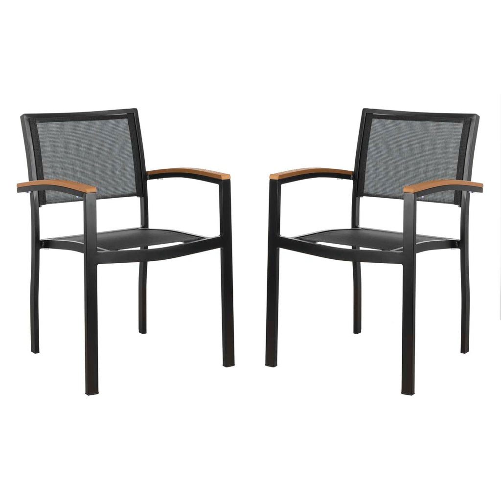 Safavieh Kaelan Stackable Chair - Black/Brown (Set of 2)