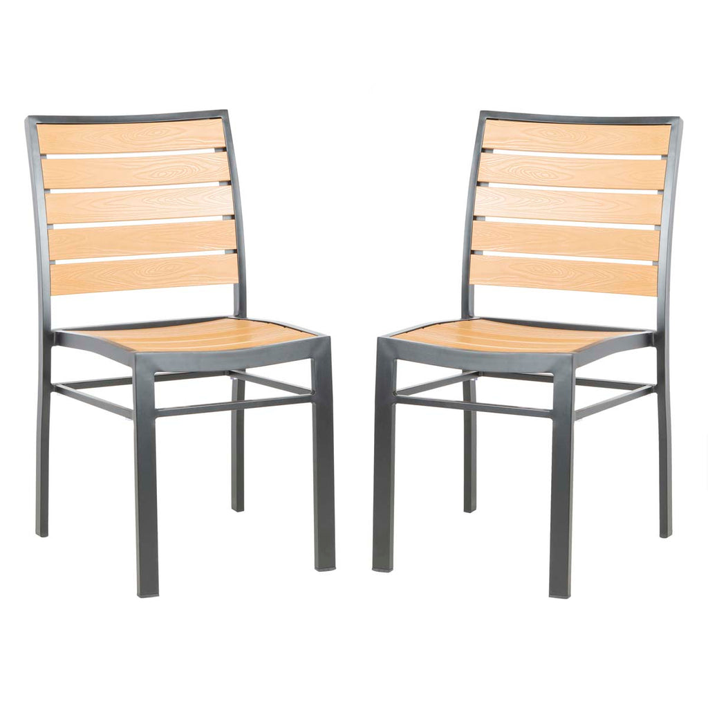 Safavieh Koda Stackable Chair - Black/Brown (Set of 2)