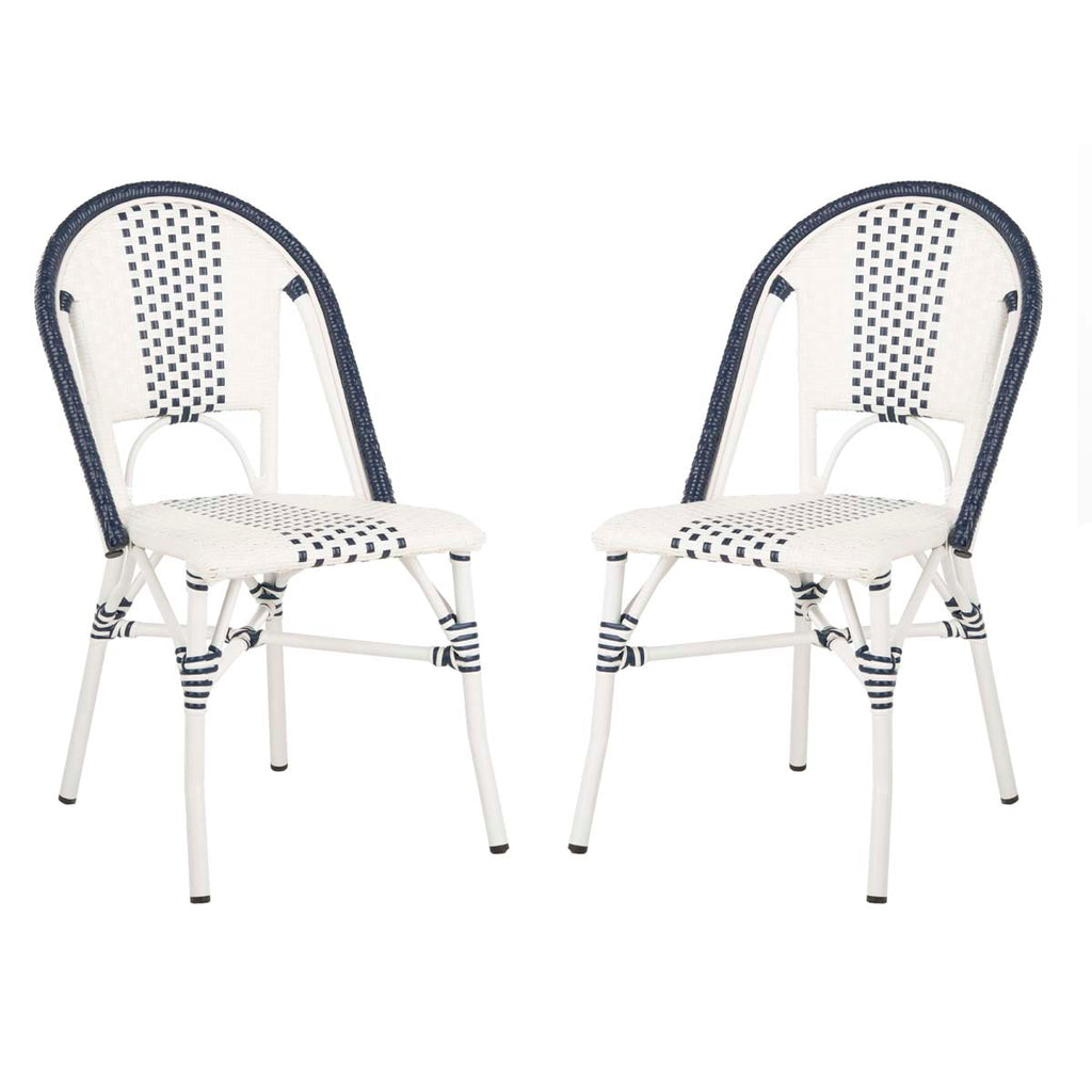 Safavieh Zoya Stackable Chair - Navy/White (Set of 2)