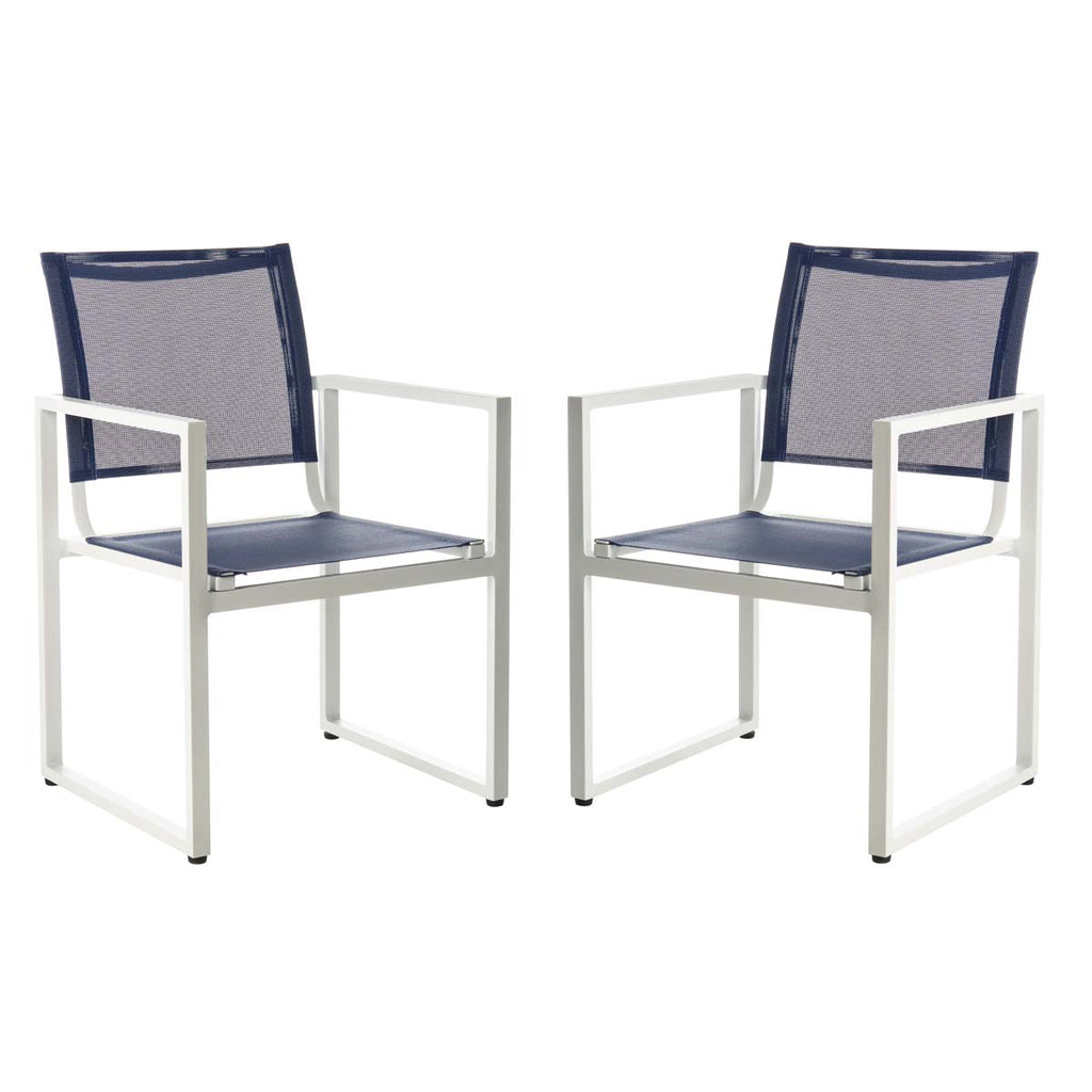 Safavieh Neval Stackable Chair - Navy/White (Set of 2)