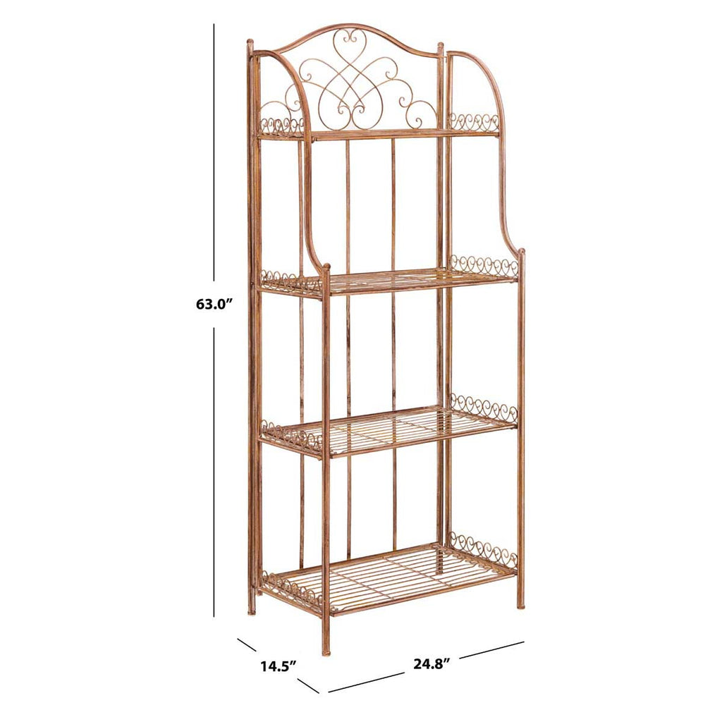 Amaris 4 Tier Outdoor Bakers Rack | Safavieh -  PAT5014 - Rusty Orange