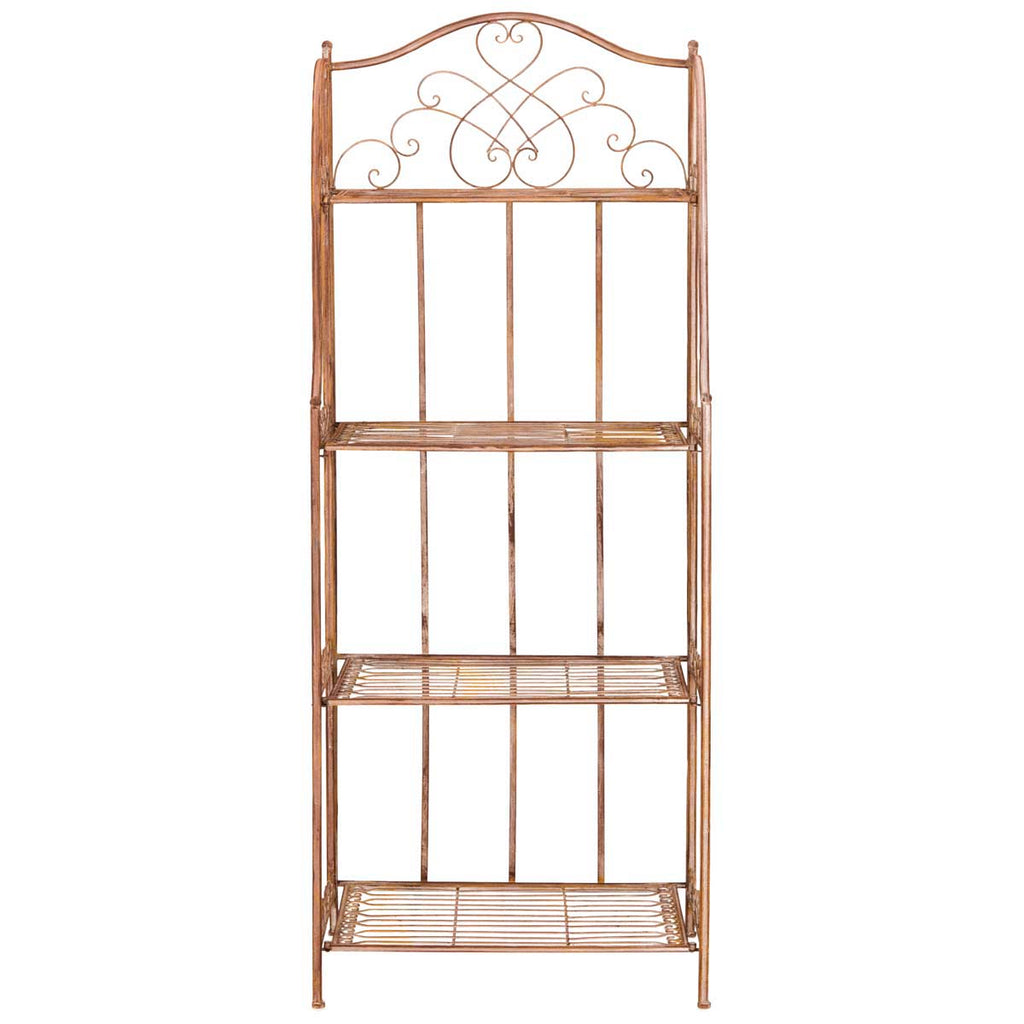 Amaris 4 Tier Outdoor Bakers Rack | Safavieh -  PAT5014 - Rusty Orange