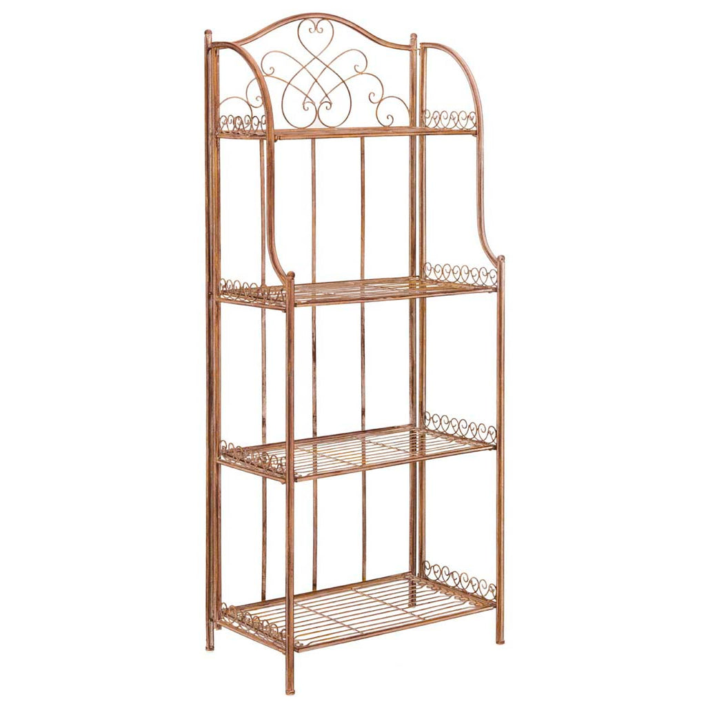 Amaris 4 Tier Outdoor Bakers Rack | Safavieh -  PAT5014 - Rusty Orange