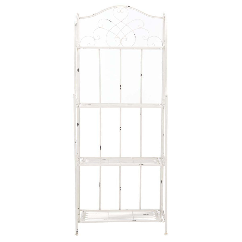 Safavieh Amaris Wrought Iron? 4 Tier Outdoor Bakers Rack - Antique White