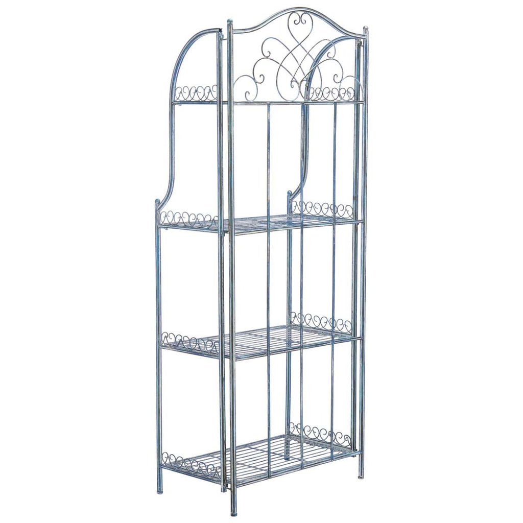 Safavieh Amaris Wrought Iron? 4 Tier Outdoor Bakers Rack - Mossy Blue