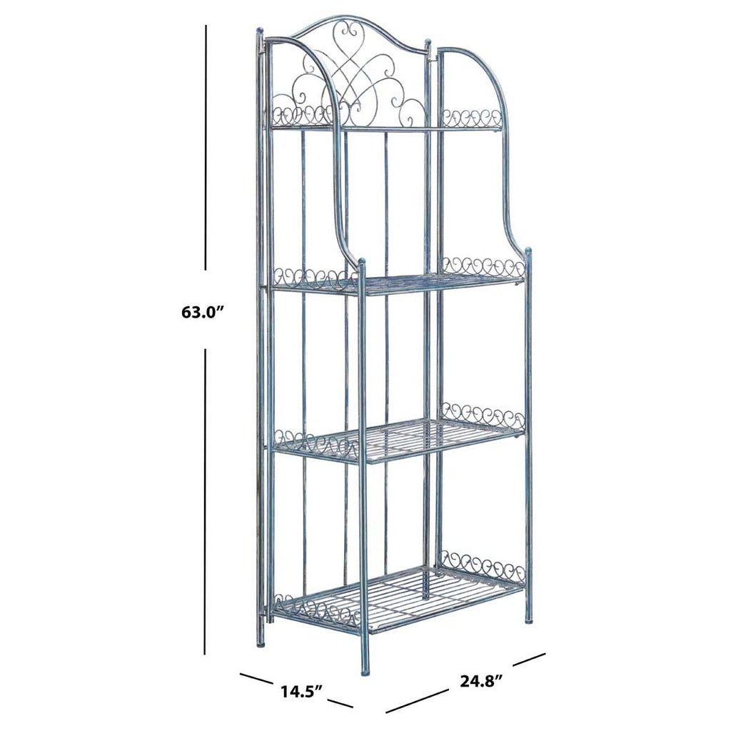 Safavieh Amaris Wrought Iron? 4 Tier Outdoor Bakers Rack - Mossy Blue