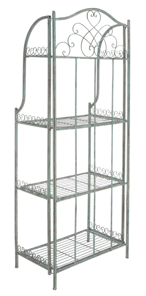 Safavieh Amaris Wrought Iron? 4 Tier Outdoor Bakers Rack - Antique Green