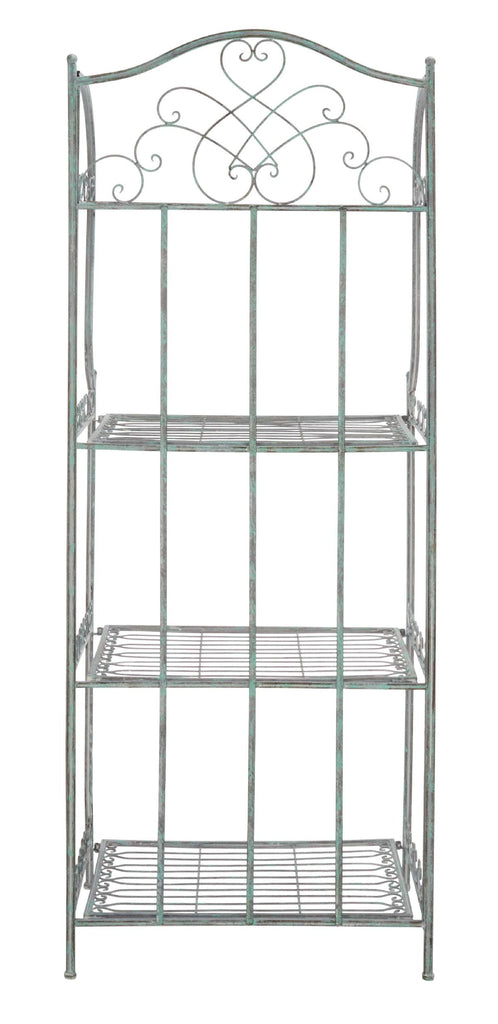 Safavieh Amaris Wrought Iron? 4 Tier Outdoor Bakers Rack - Antique Green