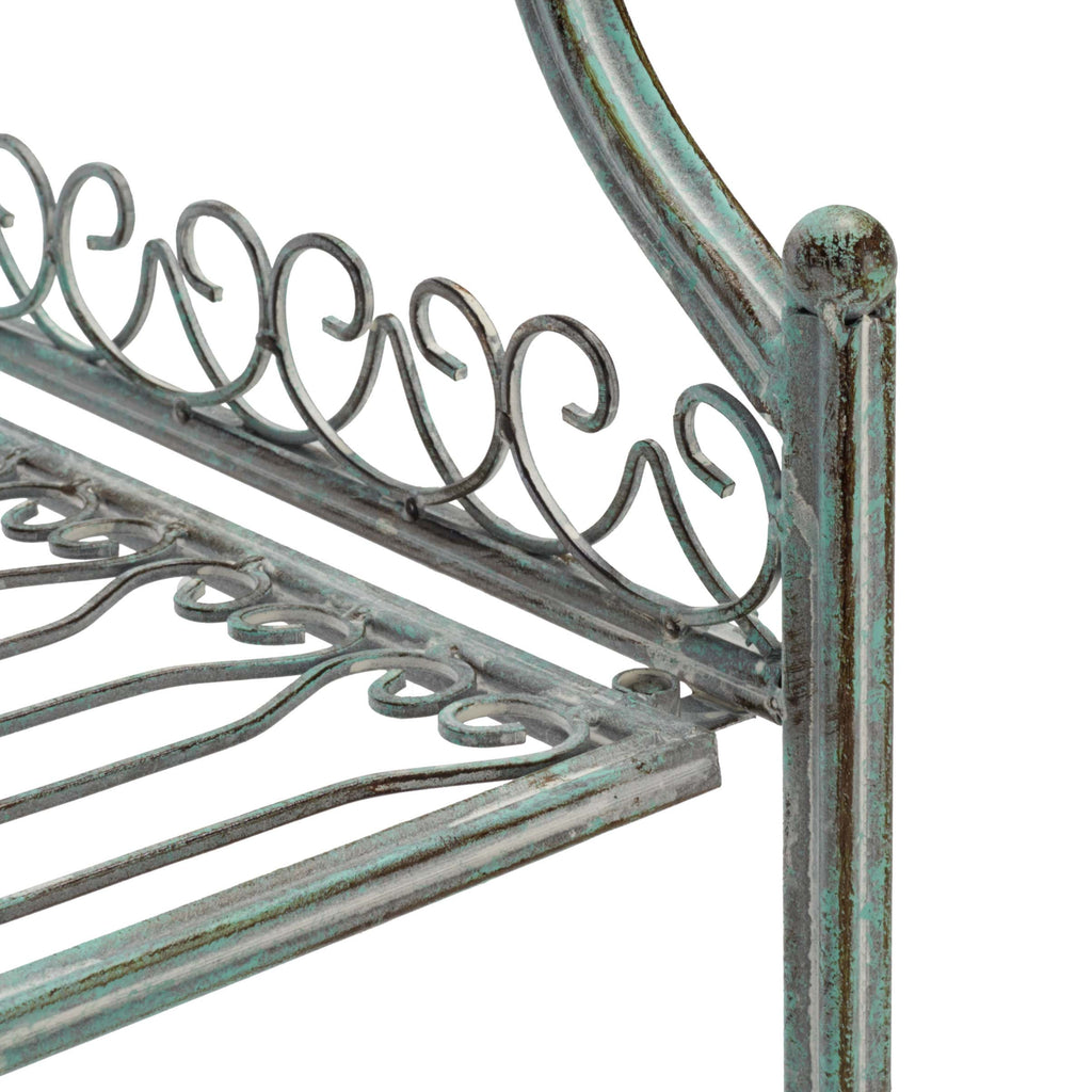 Safavieh Amaris Wrought Iron? 4 Tier Outdoor Bakers Rack - Antique Green