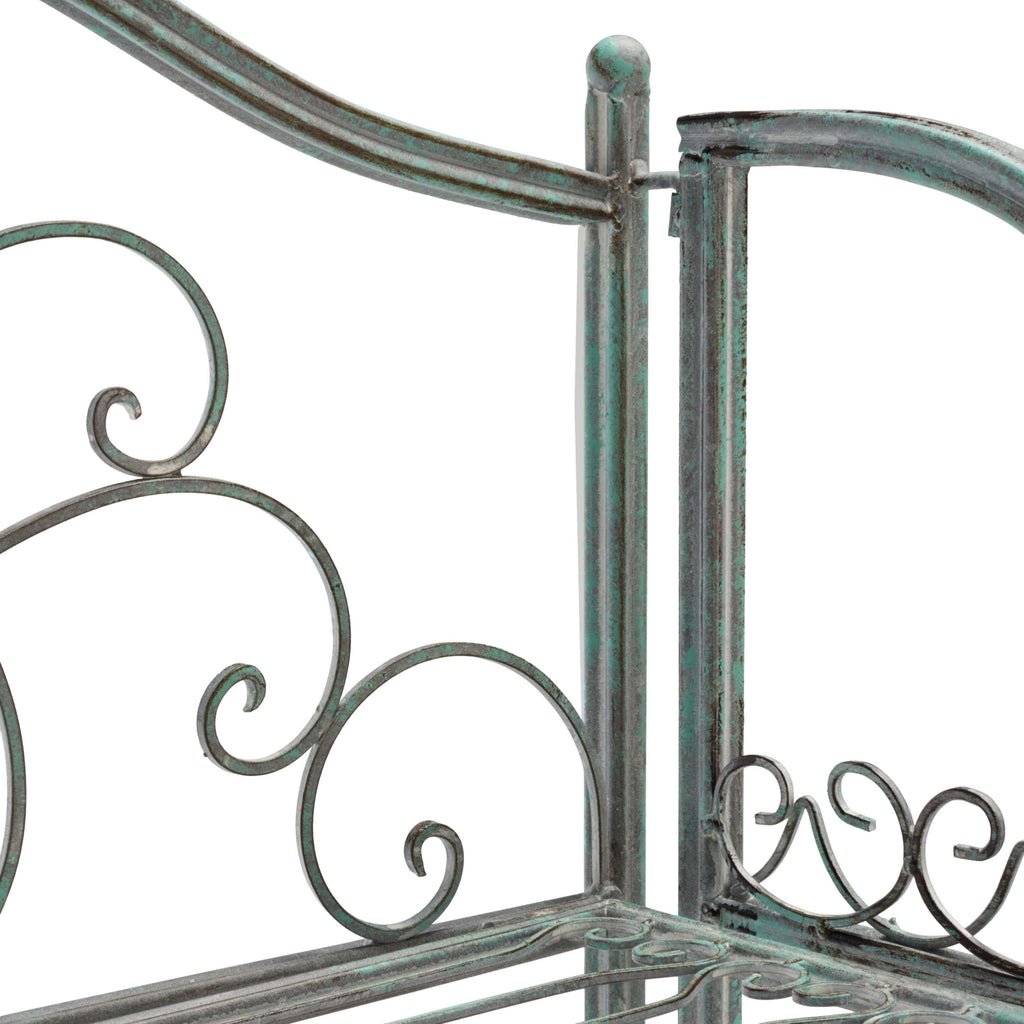 Safavieh Amaris Wrought Iron? 4 Tier Outdoor Bakers Rack - Antique Green