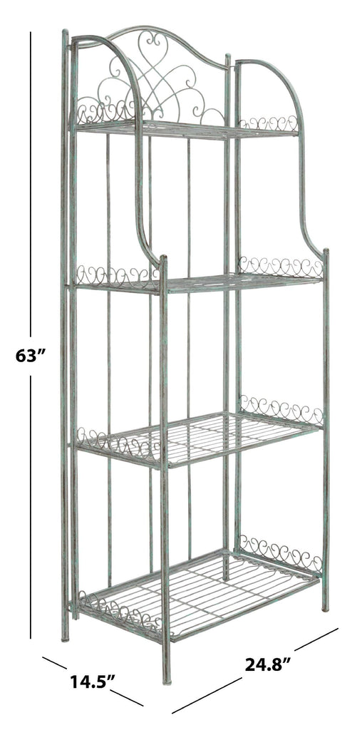 Safavieh Amaris Wrought Iron? 4 Tier Outdoor Bakers Rack - Antique Green