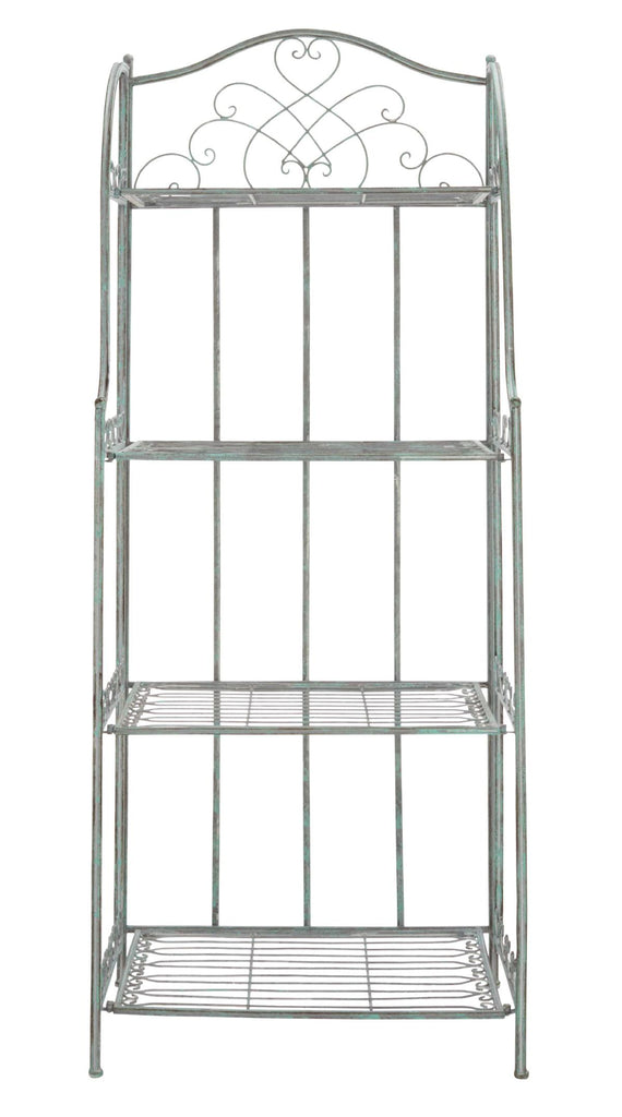 Safavieh Amaris Wrought Iron? 4 Tier Outdoor Bakers Rack - Antique Green