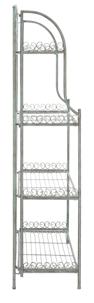 Safavieh Amaris Wrought Iron? 4 Tier Outdoor Bakers Rack - Antique Green