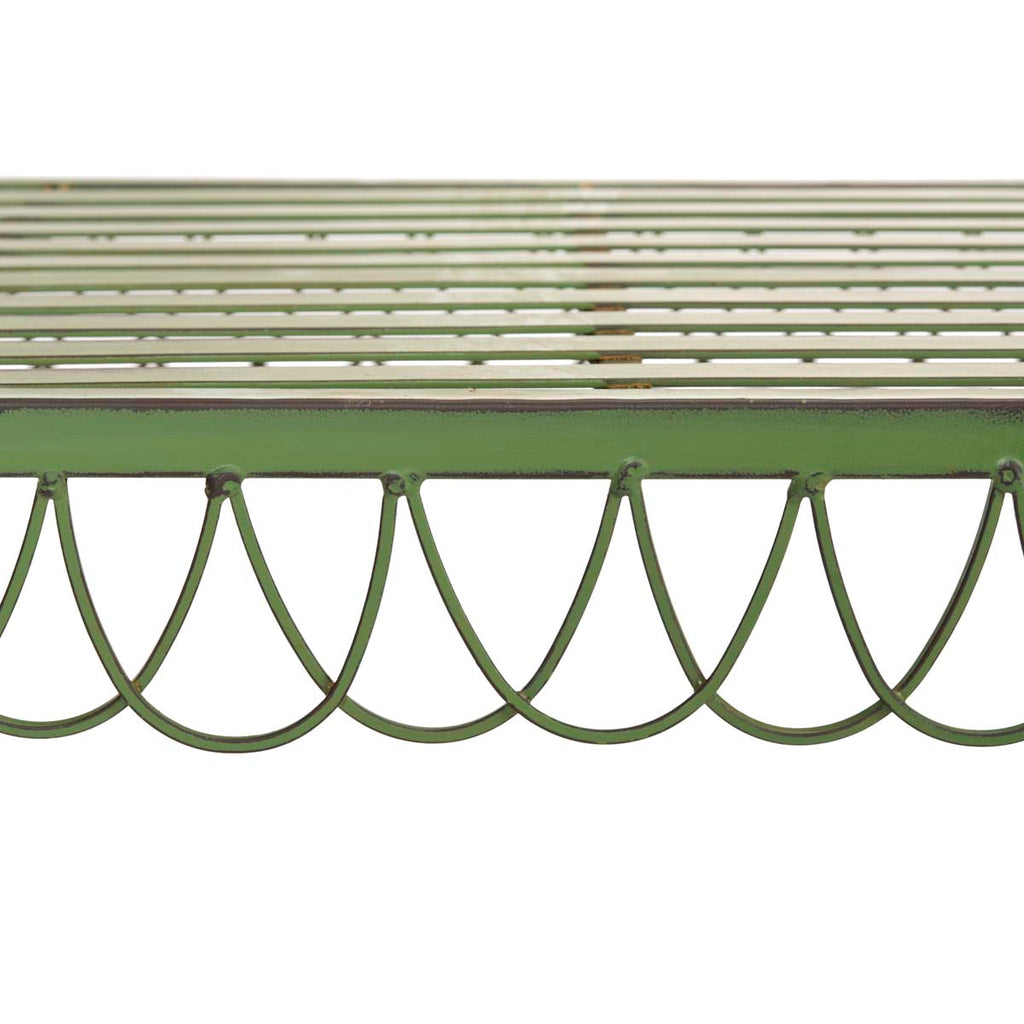 Safavieh Arona Wrought Iron 51-Inch W Outdoor Garden Bench - Antique Green