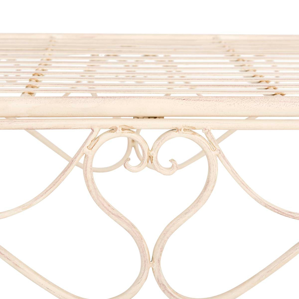 Safavieh Adina Wrought Iron 51.25-Inch W Outdoor Garden Bench - Antique White