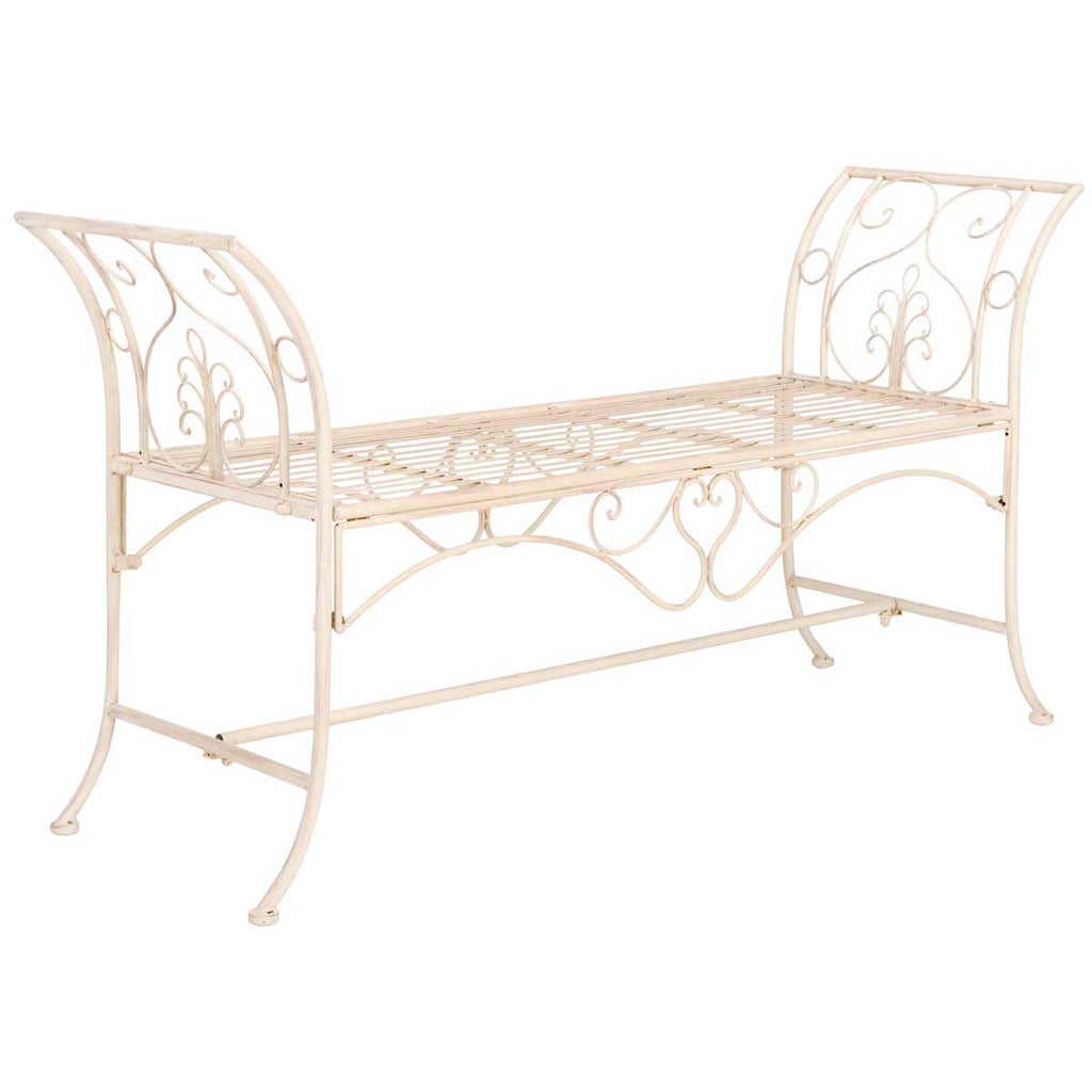 Safavieh Adina Wrought Iron 51.25-Inch W Outdoor Garden Bench - Antique White