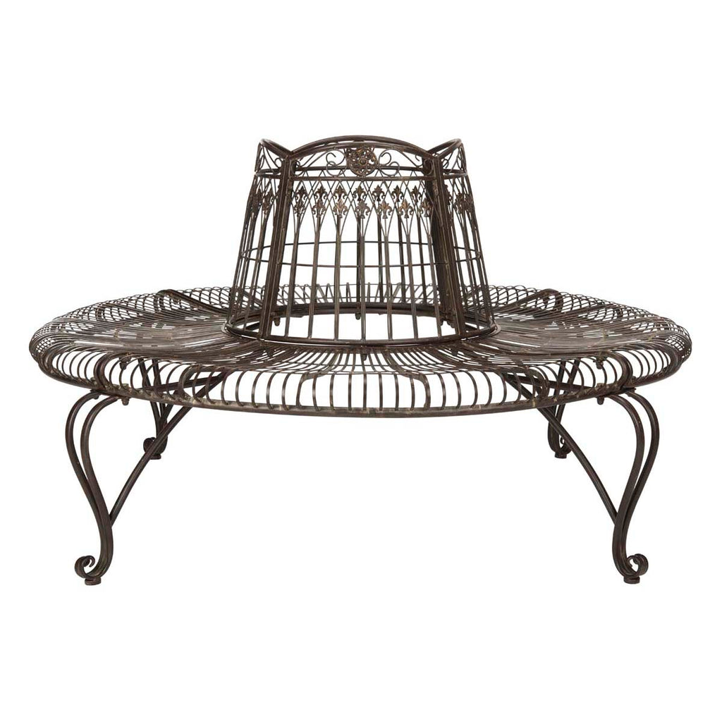 Safavieh Ally Darling Wrought Iron 60.25-Inch W Outdoor Tree Bench - Rustic Brown