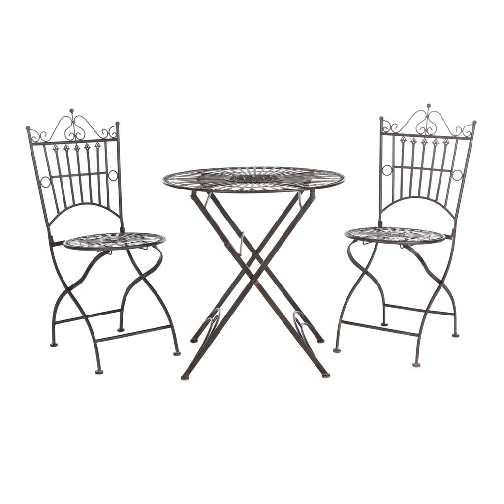 Safavieh Belen Bistro Set, One Table And Two Chairs - Black Rust