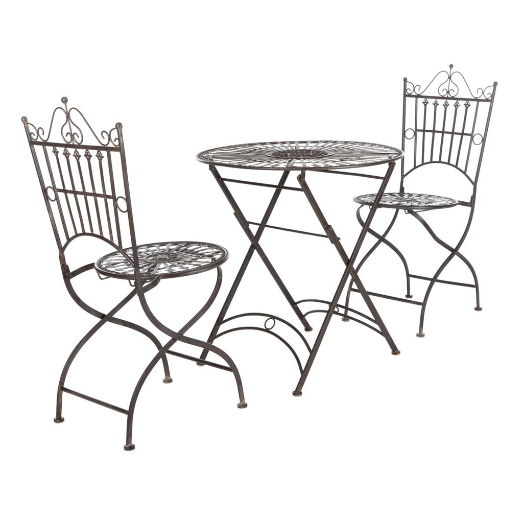 Safavieh Belen Bistro Set, One Table And Two Chairs - Black Rust