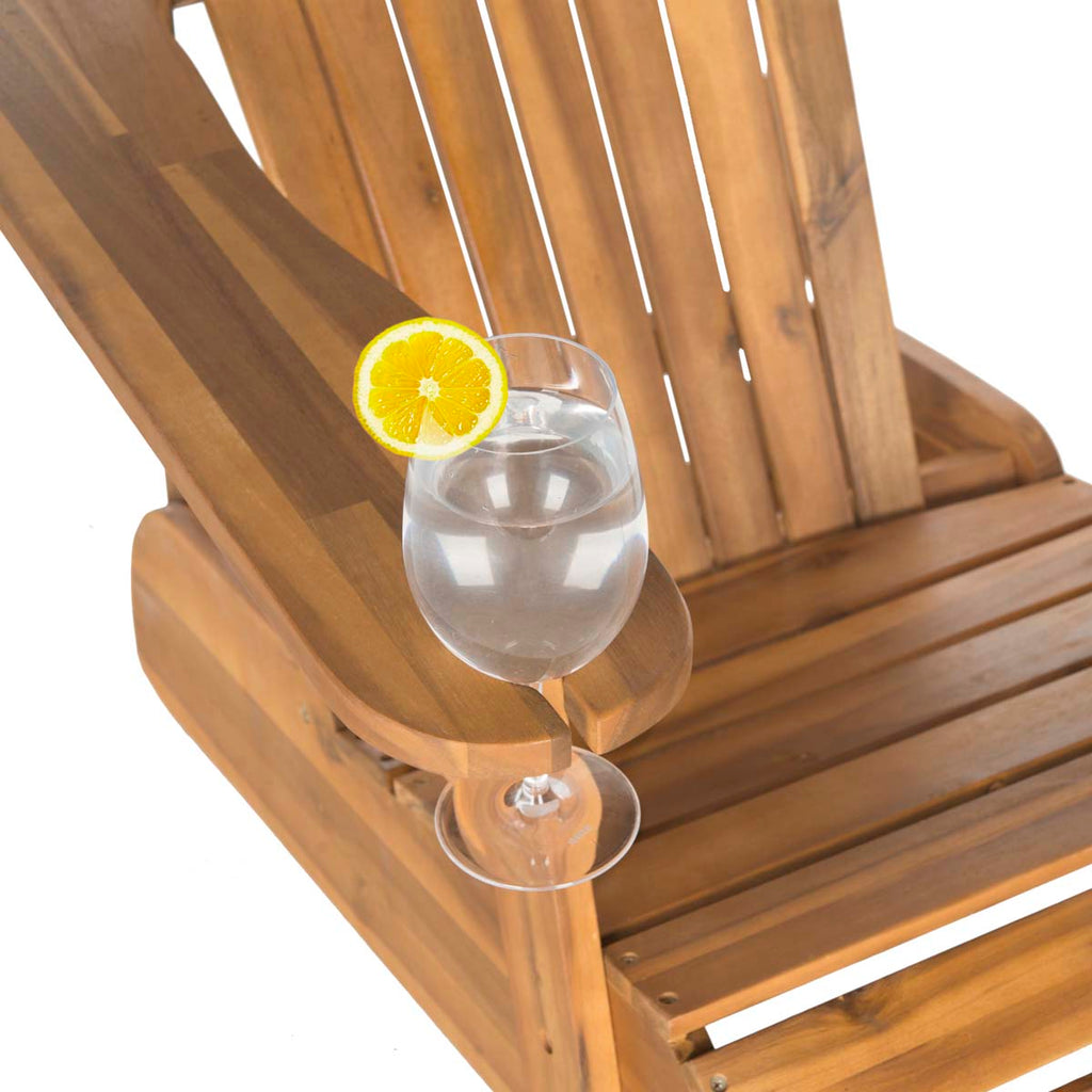 Safavieh Vista Wine Glass Holder Adirondack Chair - Natural