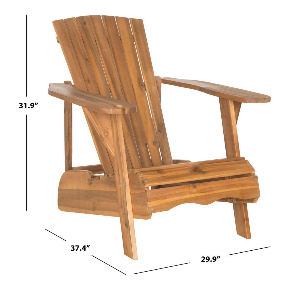 Safavieh Vista Wine Glass Holder Adirondack Chair - Natural