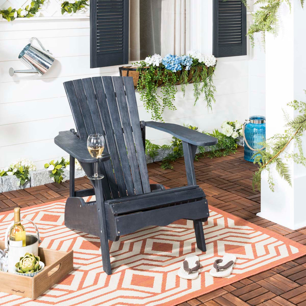 Safavieh Vista Wine Glass Holder Adirondack Chair - Dark Slate Grey