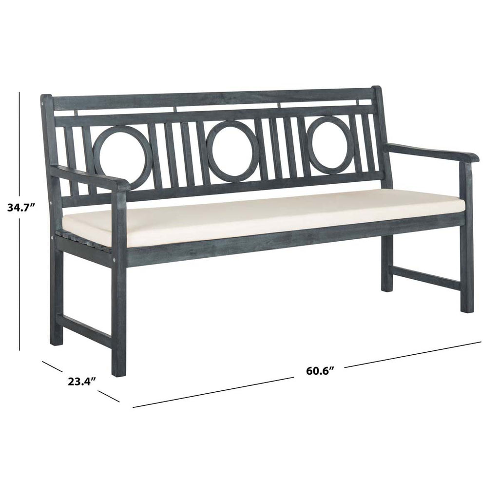 Safavieh Montclair 3 Seat Bench - Ash Grey/Beige