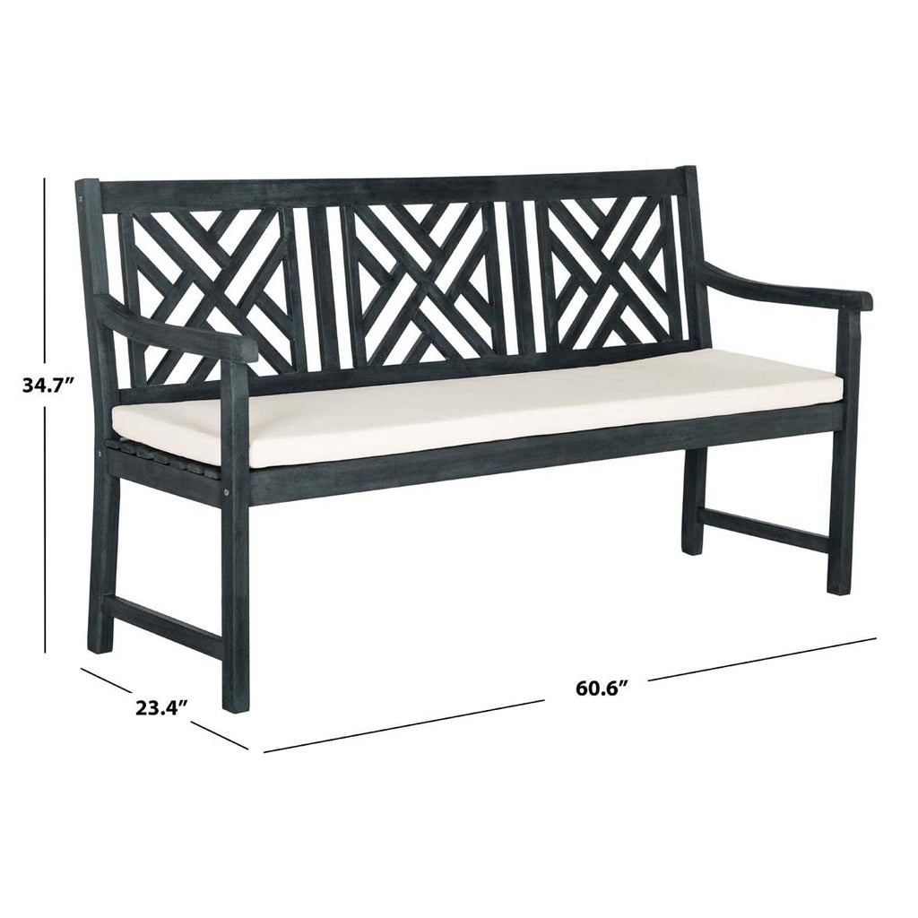 Safavieh Bradbury 3 Seat Bench - Dark Slate Grey/Beige