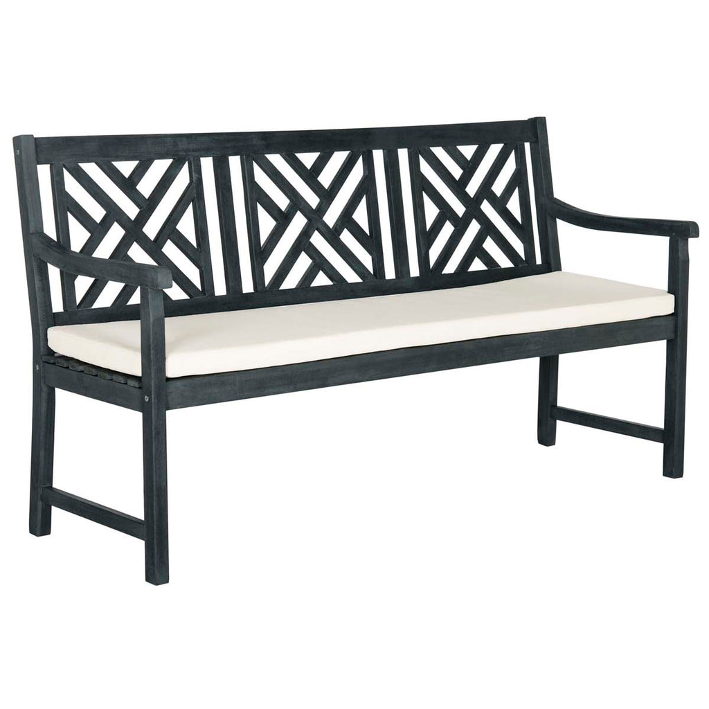 Safavieh Bradbury 3 Seat Bench - Dark Slate Grey/Beige