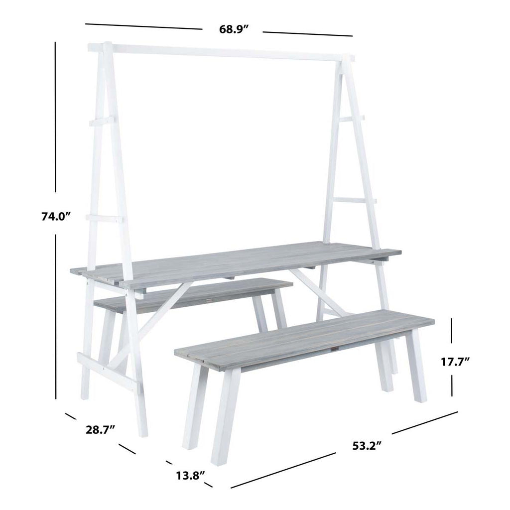 Safavieh Willamy 3 Piece Dining Set - Ash Grey