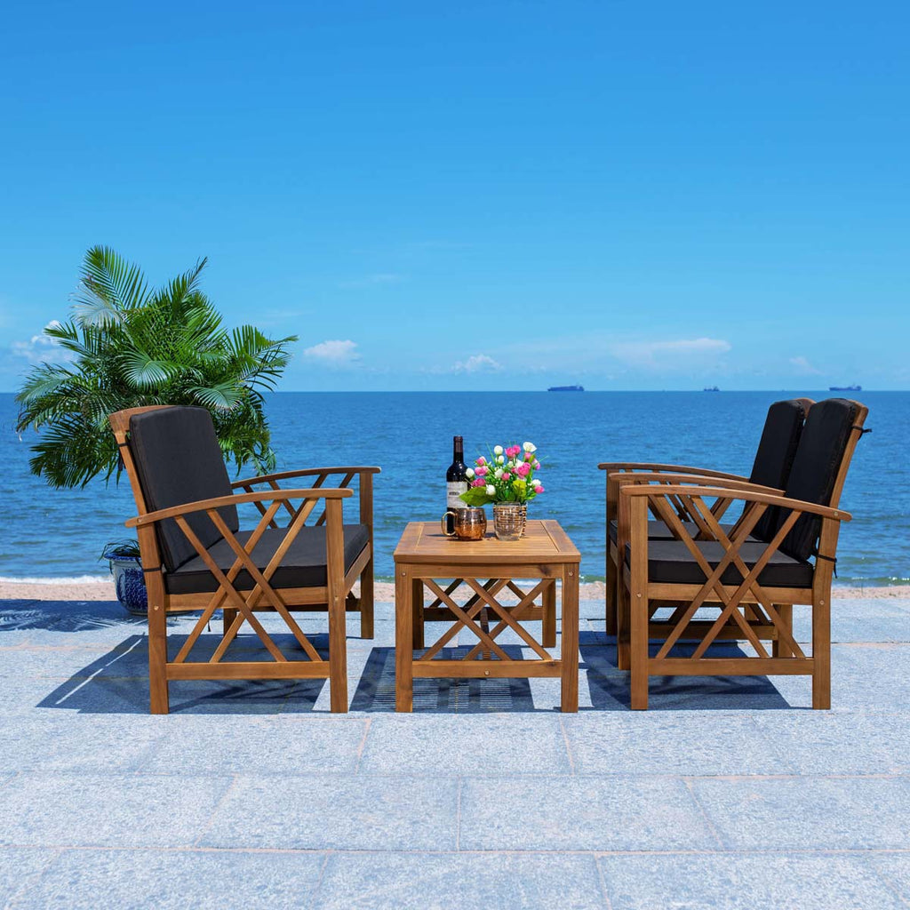 Safavieh Fontana 4 Piece Outdoor Set - Natural / Black