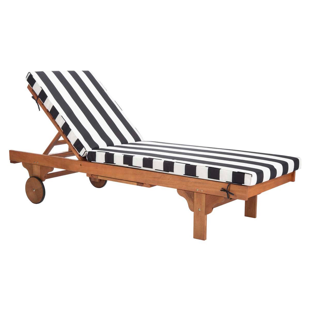 Safavieh Newport Chaise Lounge Chair With Side Table - Natural/Black/White