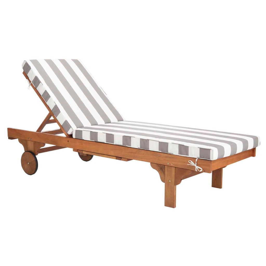 Safavieh Newport Chaise Lounge Chair With Side Table - Natural/Grey/White