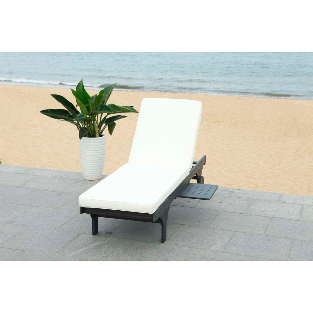 Safavieh Newport Chaise Lounge Chair With Side Table - Black/Beige