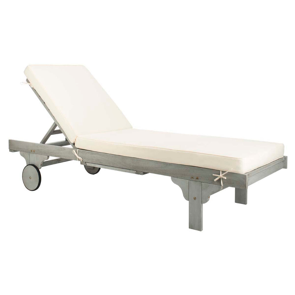 Safavieh Newport Chaise Lounge Chair With Side Table - Ash Grey/Beige