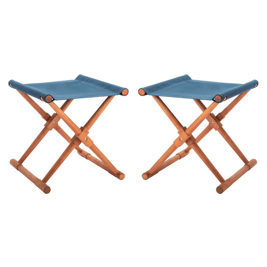 Safavieh Breanne Stool - Natural/Navy (Set of 2)