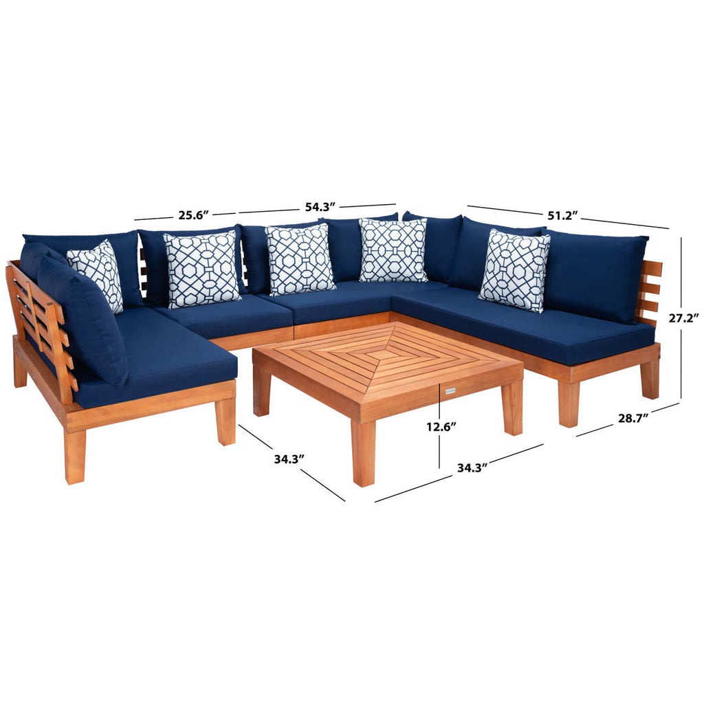 Safavieh Granton 5 Piece Living Set - Natural / Navy