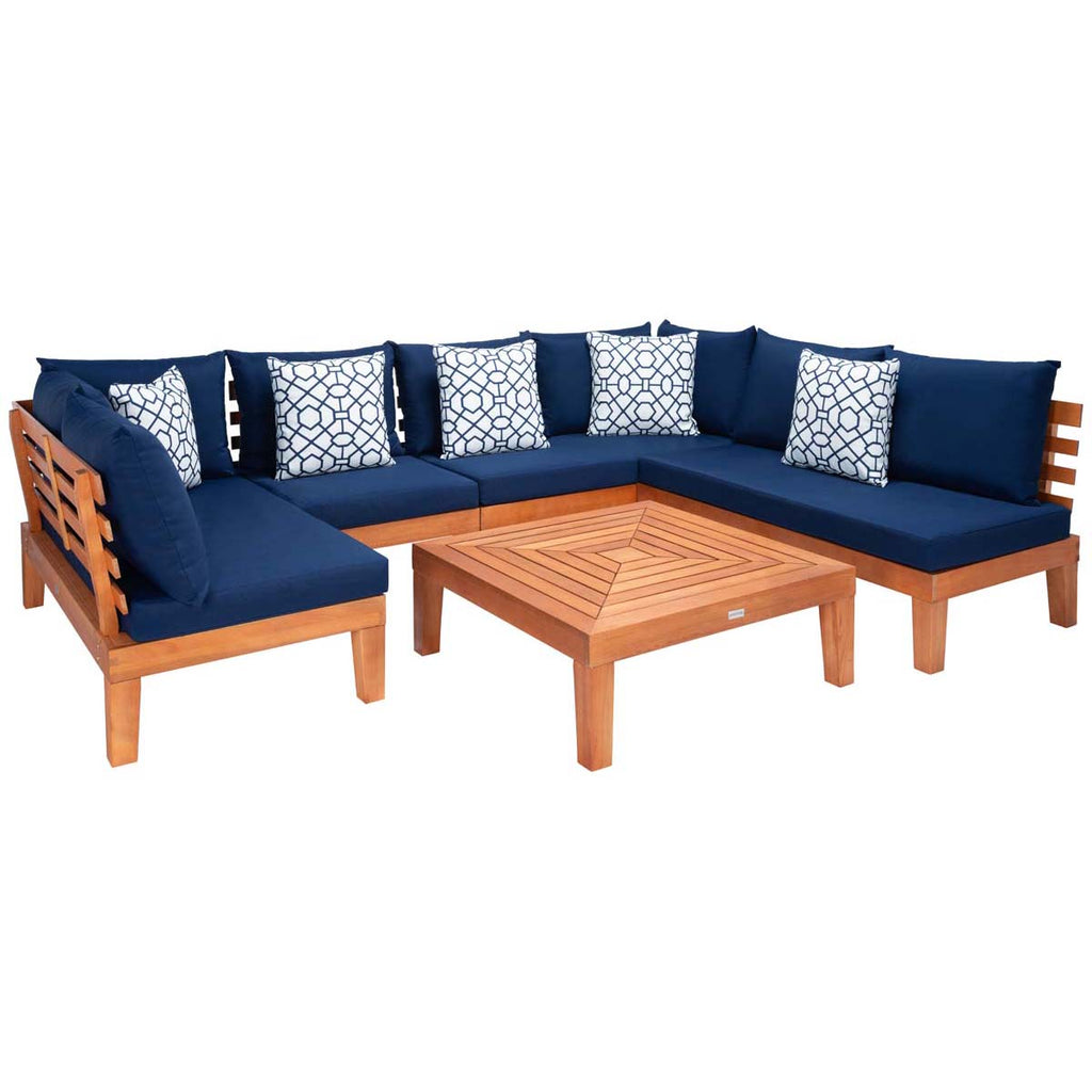 Safavieh Granton 5 Piece Living Set - Natural / Navy