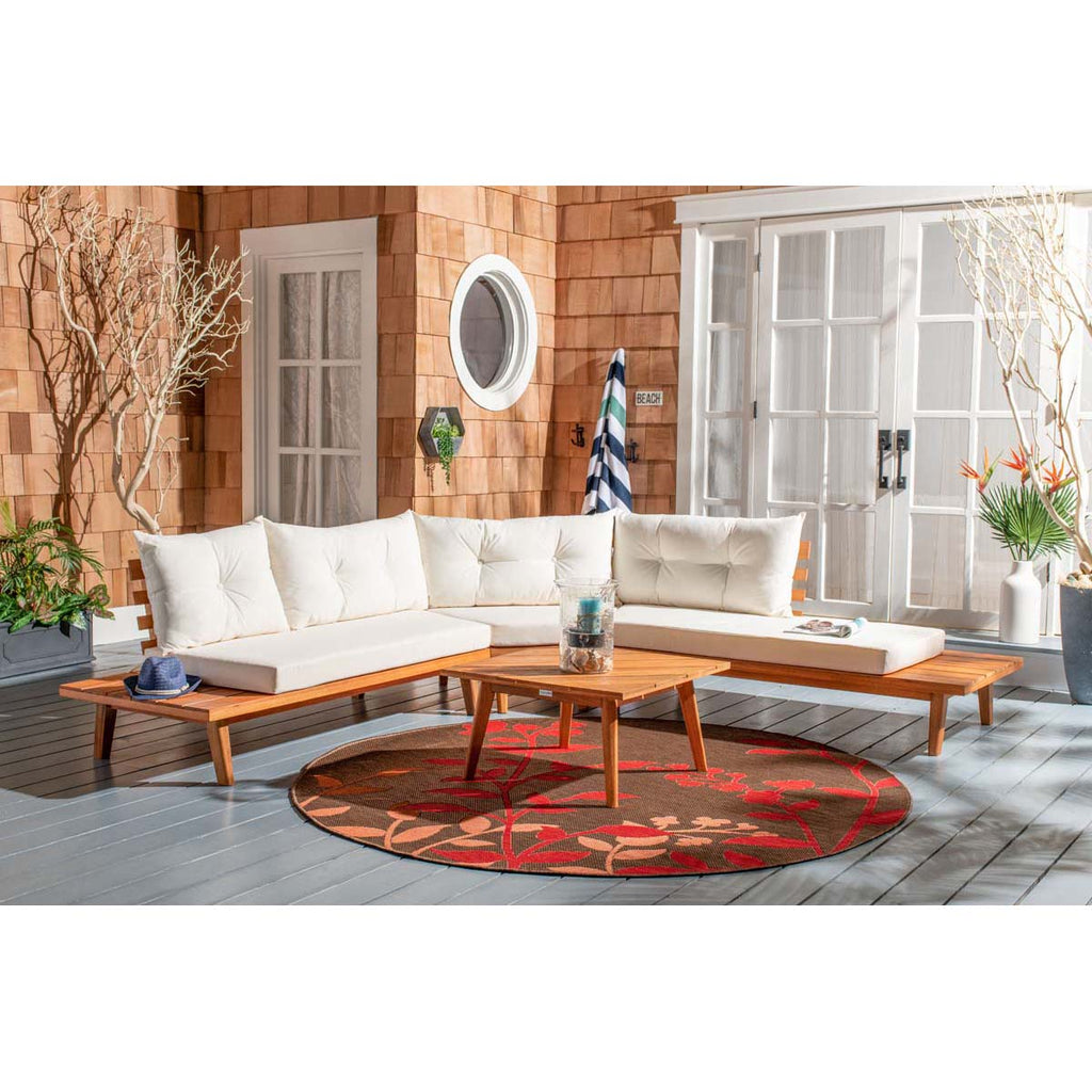 Safavieh Lansen 4 Pc Corner Living Set - Natural/Beige Cushion