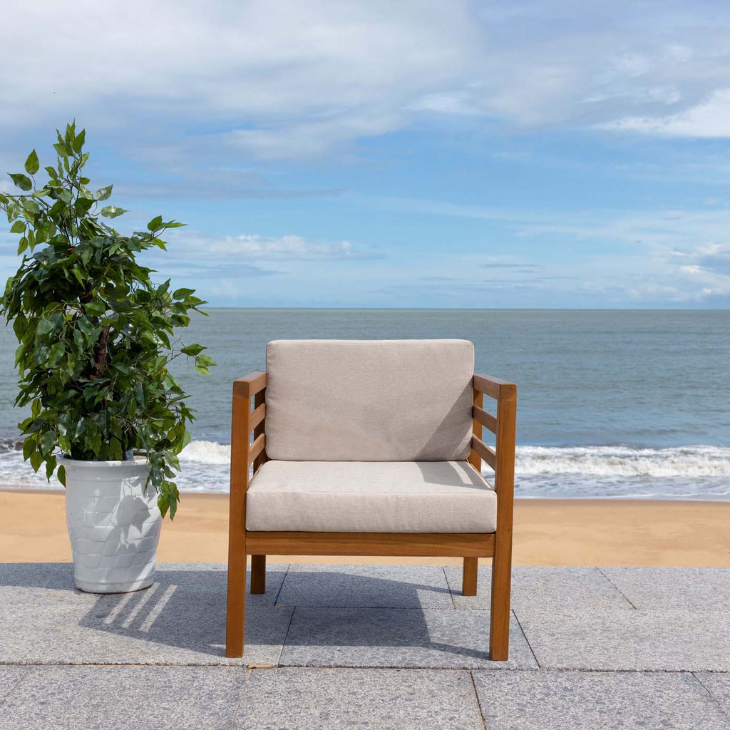 Safavieh Kinnell Outdoor Armchair - Natural / Light Grey