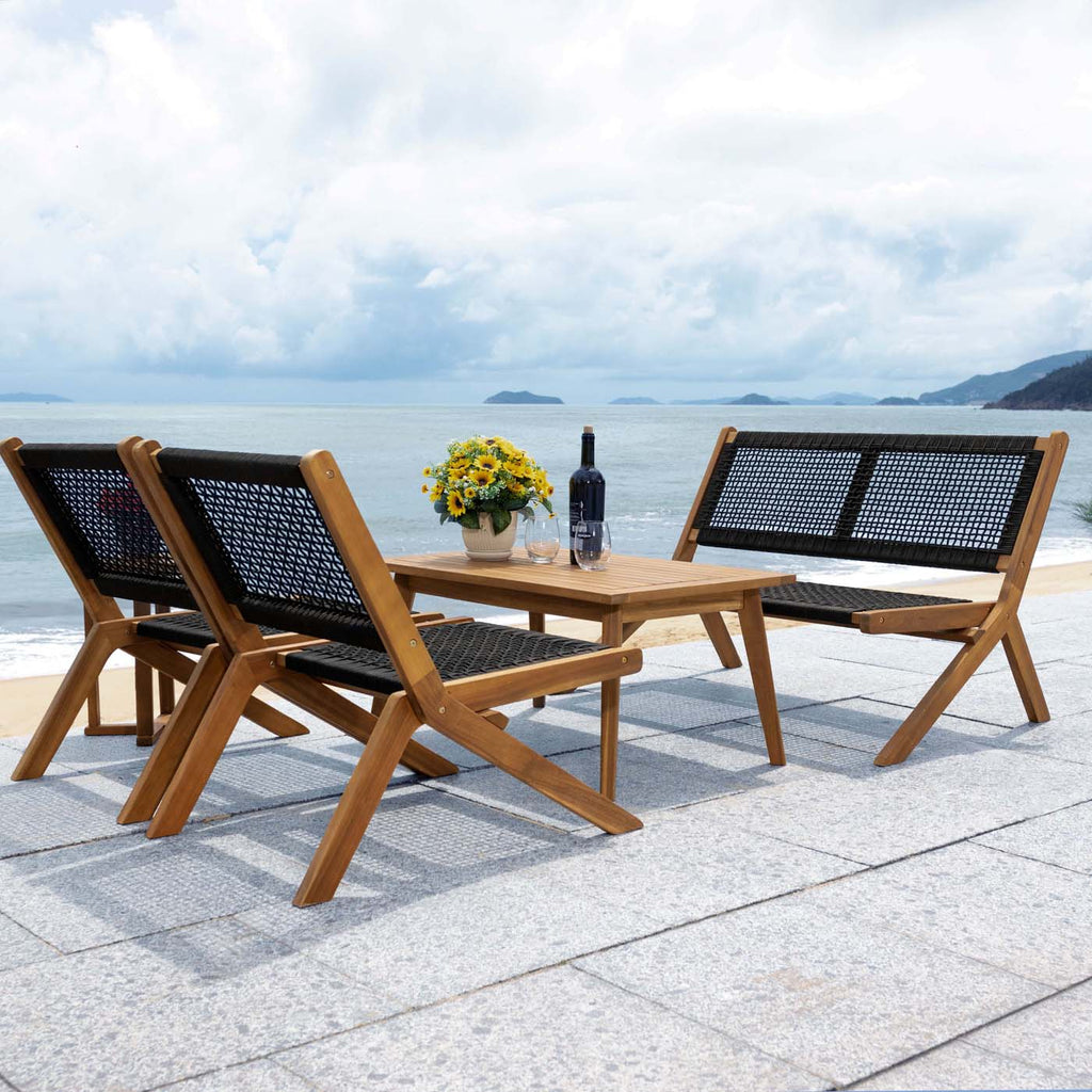 Safavieh Kobina 5 Piece Outdoor Living Set - Natural / Black