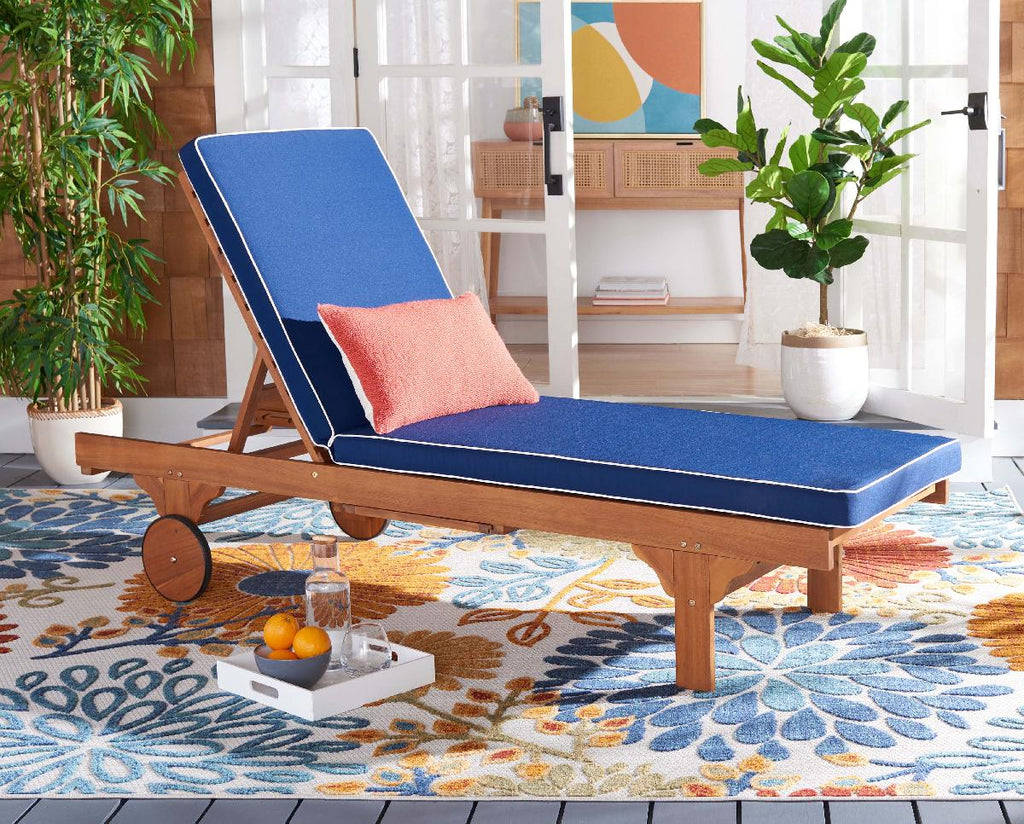 Safavieh Newport Lounge Chair - Natural / Navy