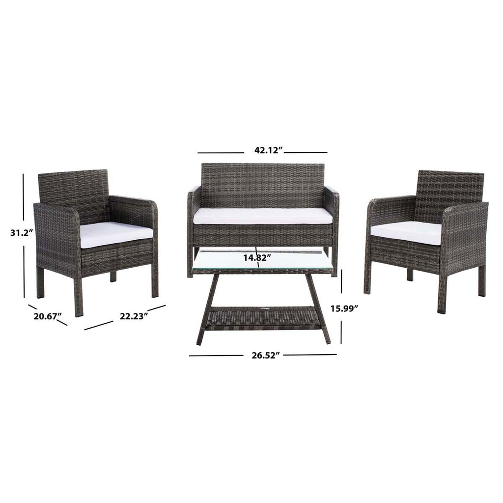 Safavieh Aboka 4Pc Living Set - Grey Brown / White