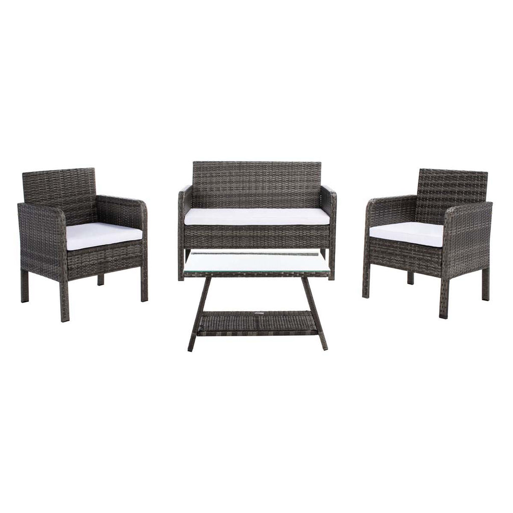 Safavieh Aboka 4Pc Living Set - Grey Brown / White