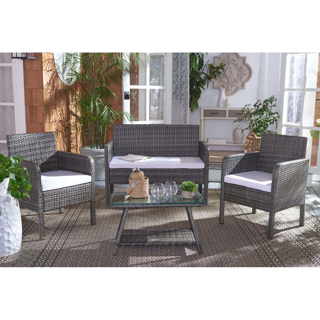 Safavieh Aboka 4Pc Living Set - Grey Brown / White