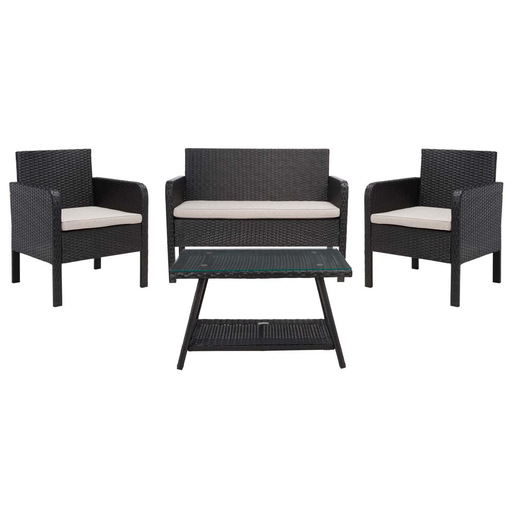 Safavieh Aboka 4Pc Living Set - Black / Light Grey