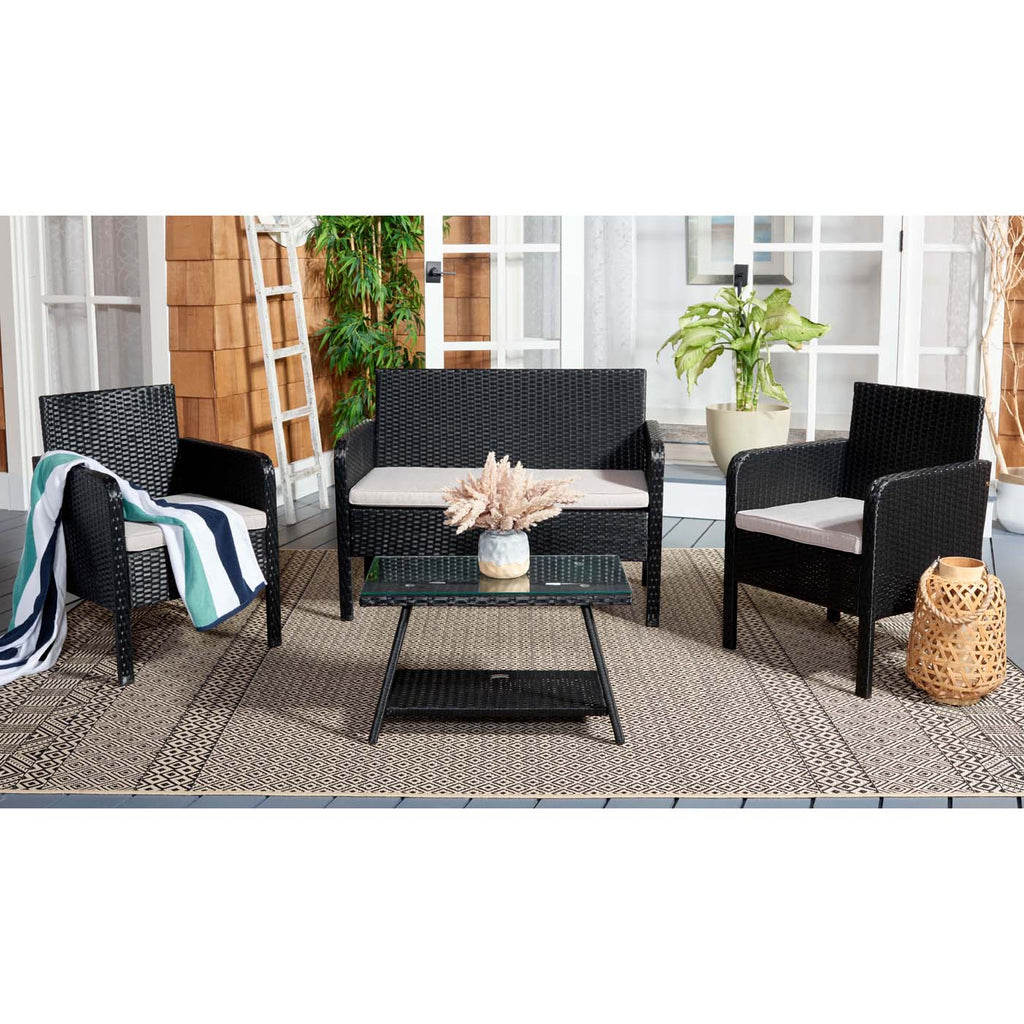 Safavieh Aboka 4Pc Living Set - Black / Light Grey