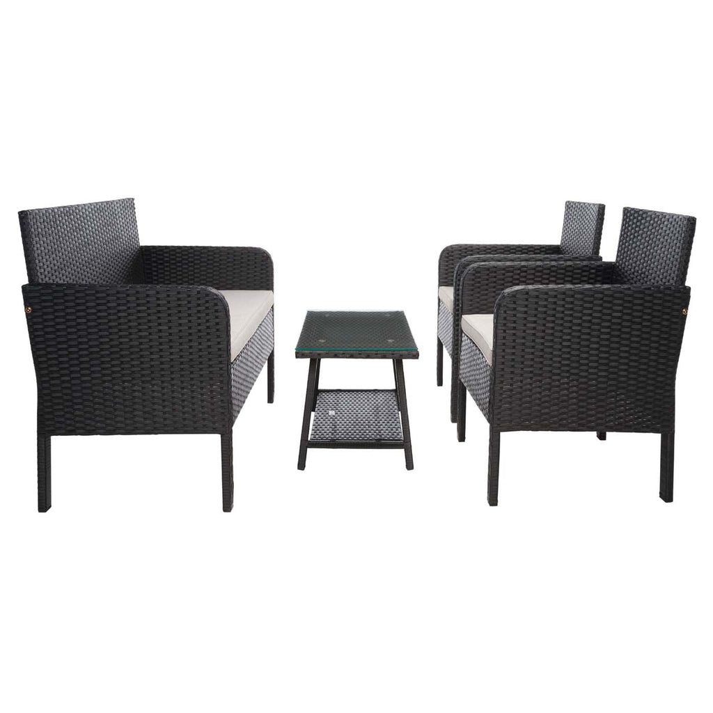 Safavieh Aboka 4Pc Living Set - Black / Light Grey