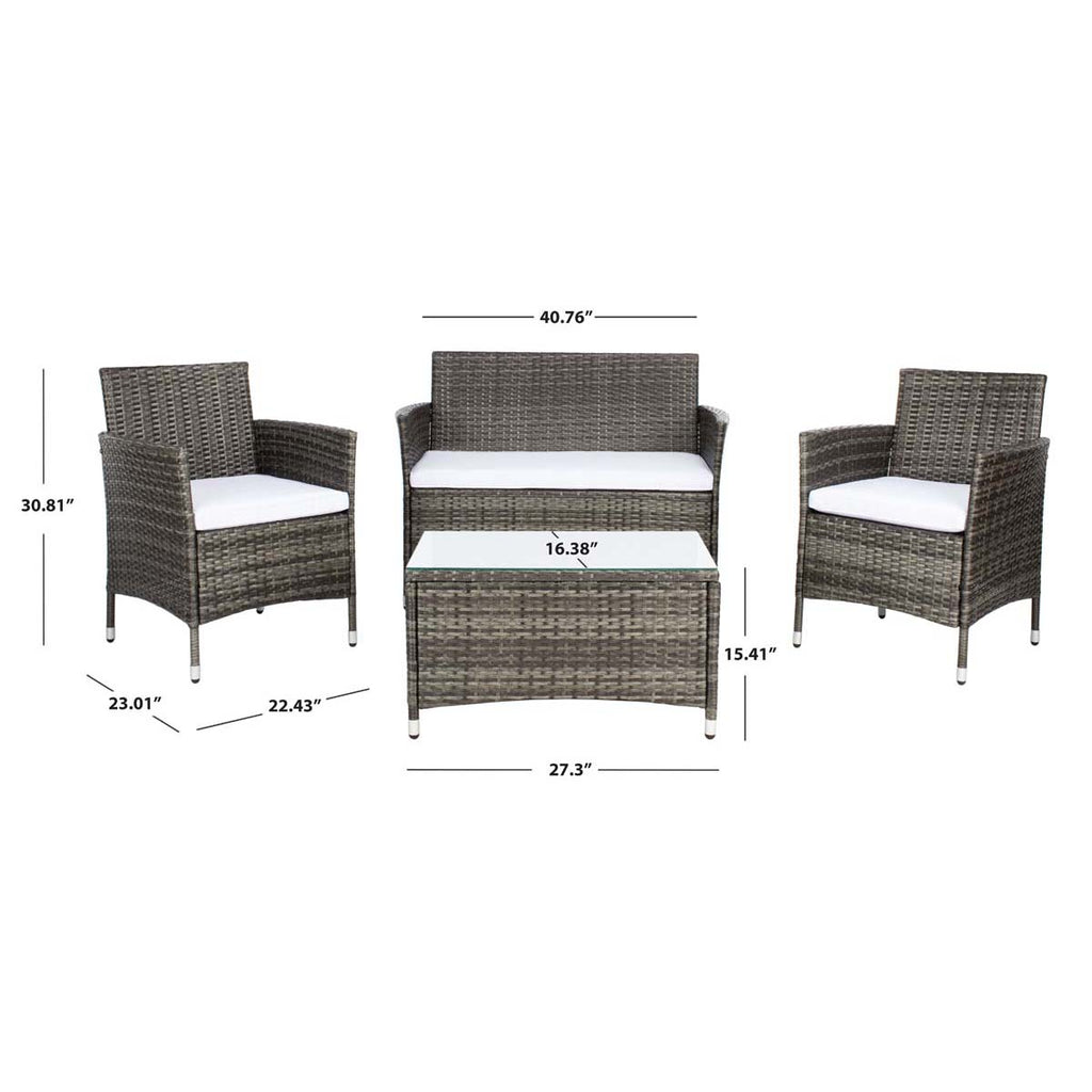 Safavieh Bandele 4 Piece Living Set - Grey Brown / White