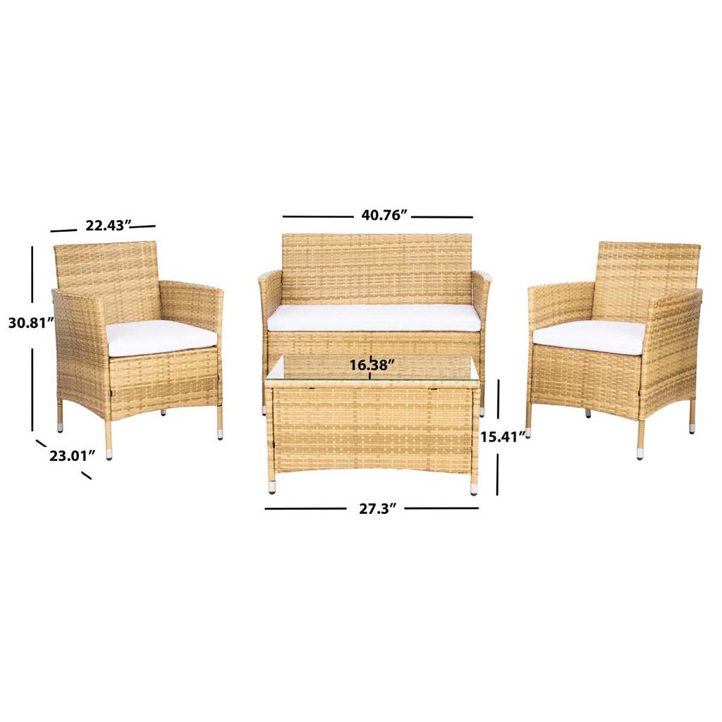 Safavieh Bandele 4 Piece Living Set - Natural / White